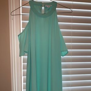 Teal Shoulder Cut Out Dress